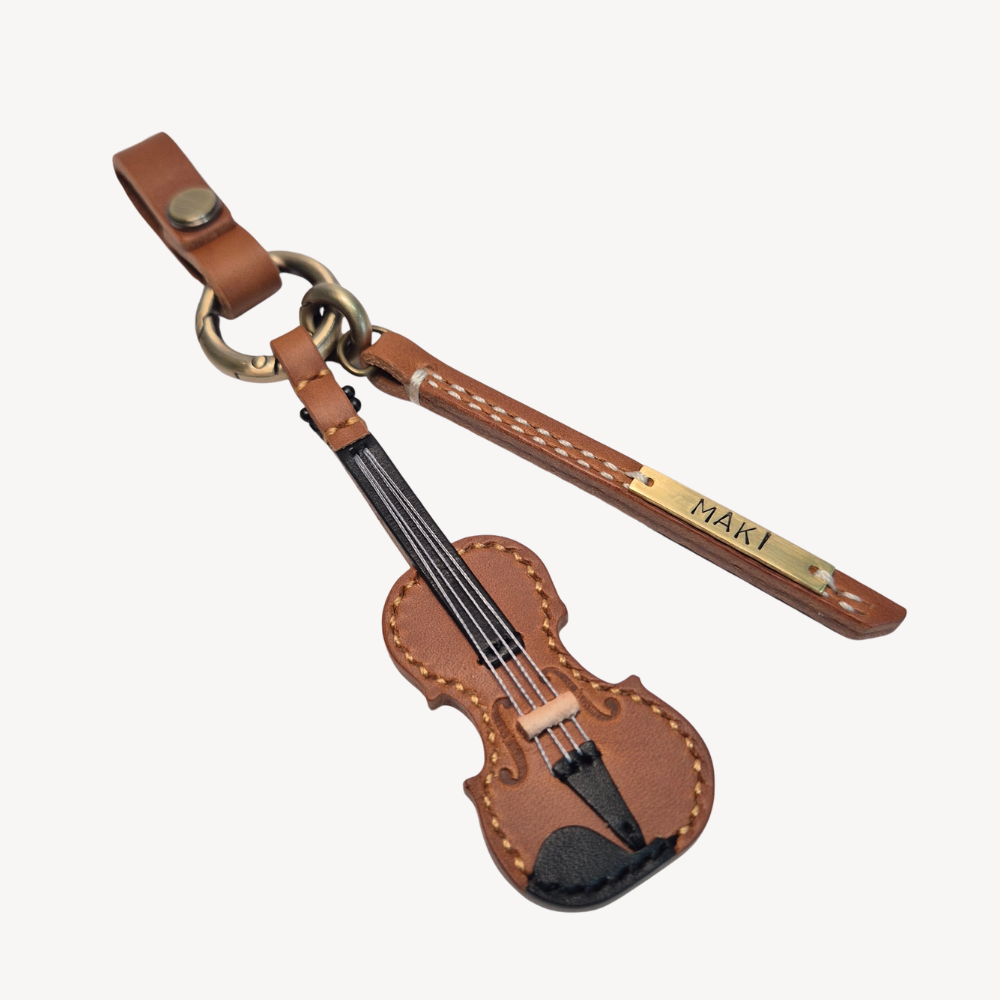 Violin Leather Keychain