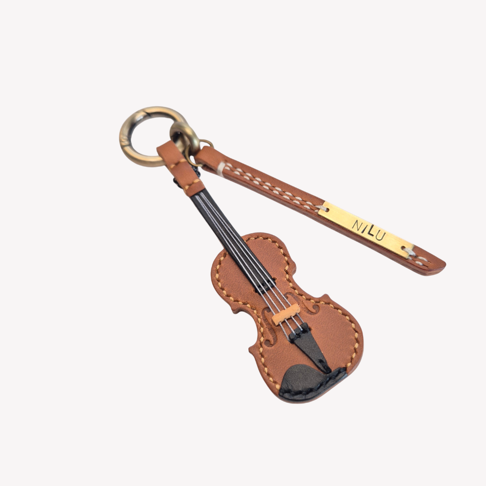 Violin Leather Keychain