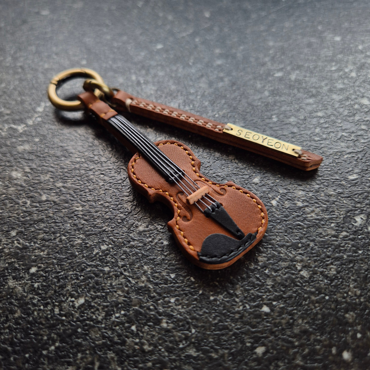 Violin Leather Keychain