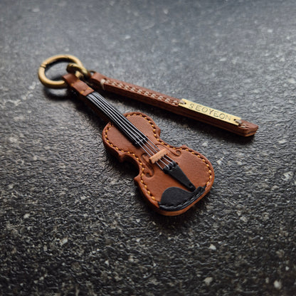 Violin Leather Keychain
