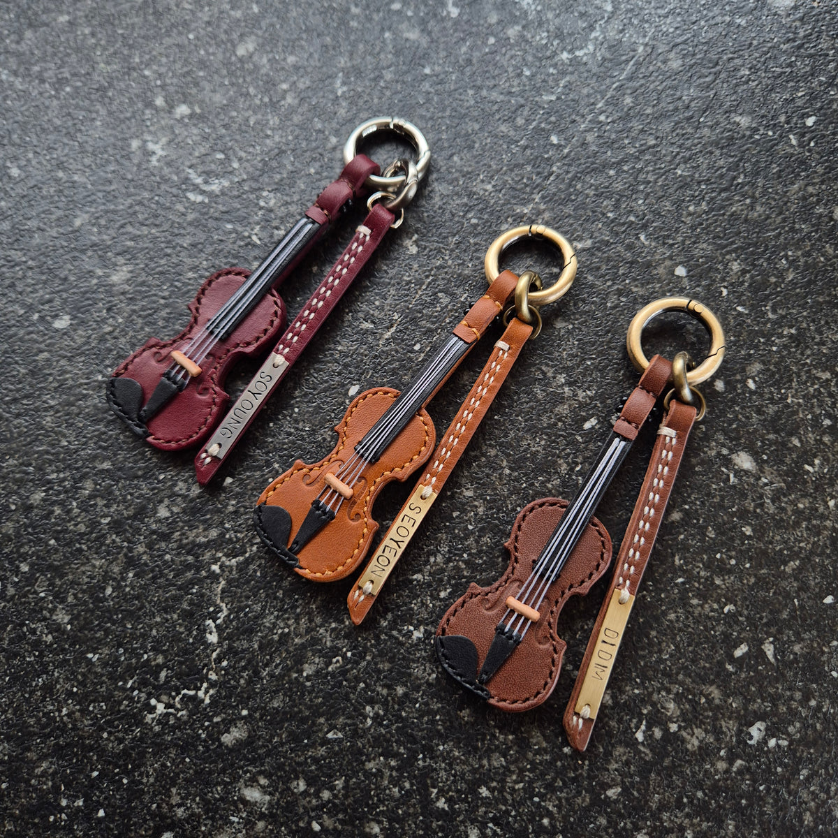 Violin Leather Keychain