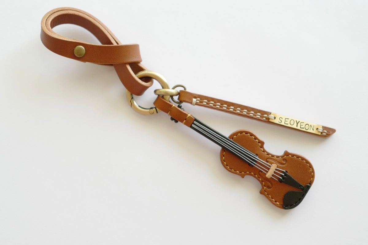 Violin Leather Keychain